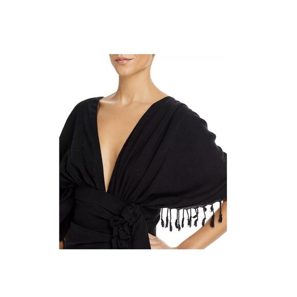 Just Bee Queen Luma Asymmetric Gathered Dress Swim Cover-Up Black Size M 0545 - Picture 3 of 3